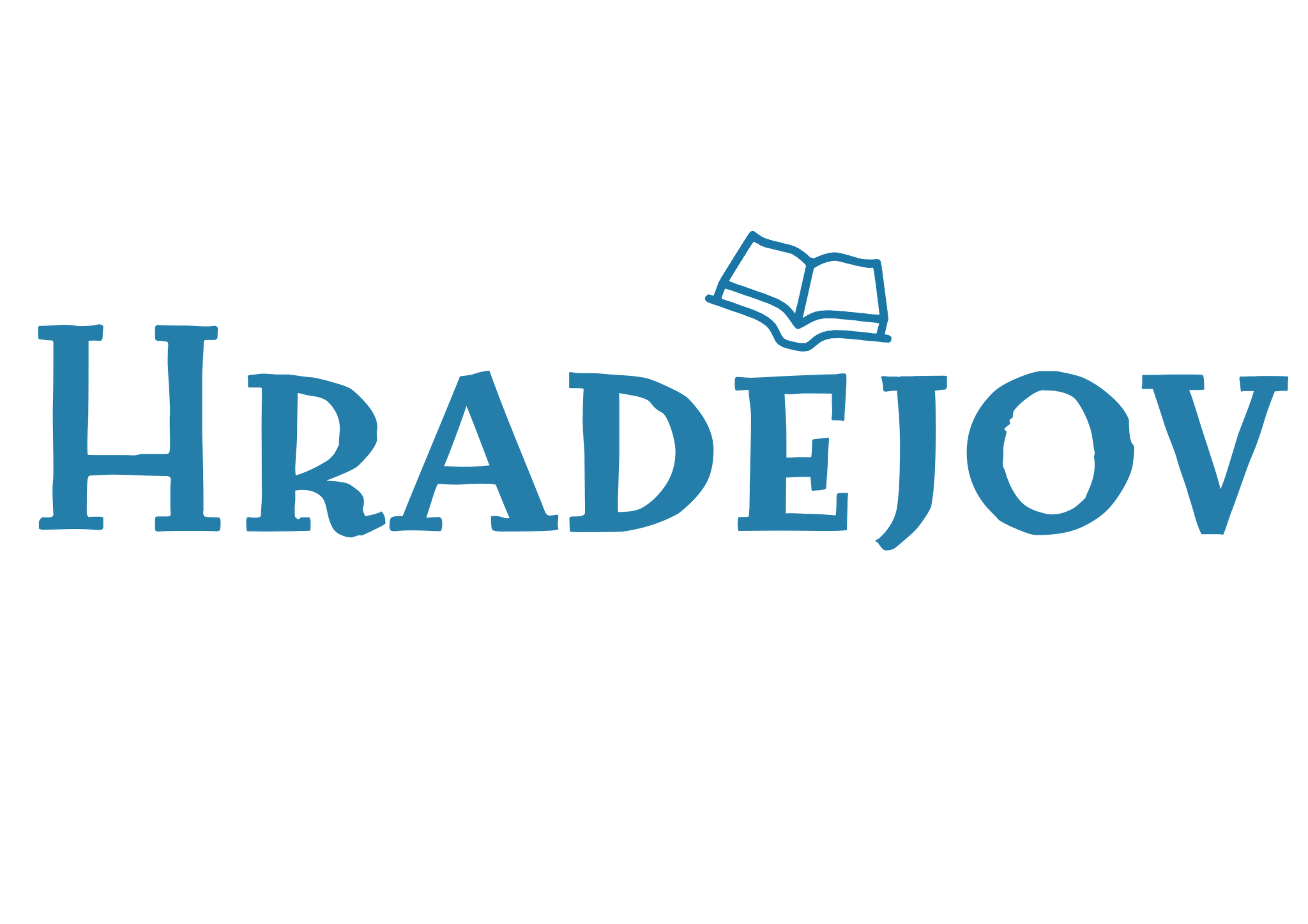 otevřená kniha s názvem Hradějov jako logo stránek